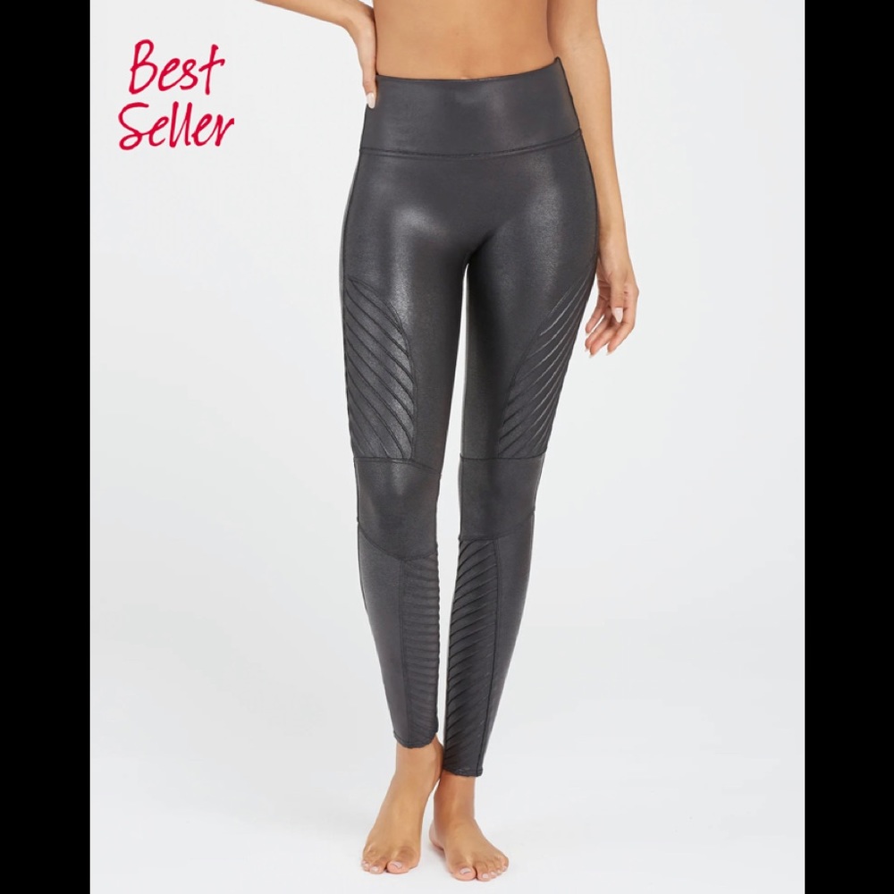 SPANX Faux Leather Moto Leggings sz S